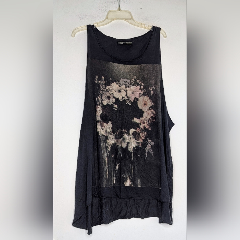 RARE!!  ALLSAINTS • Gothic Floral Asymmetrical Hi Lo Tank Dress